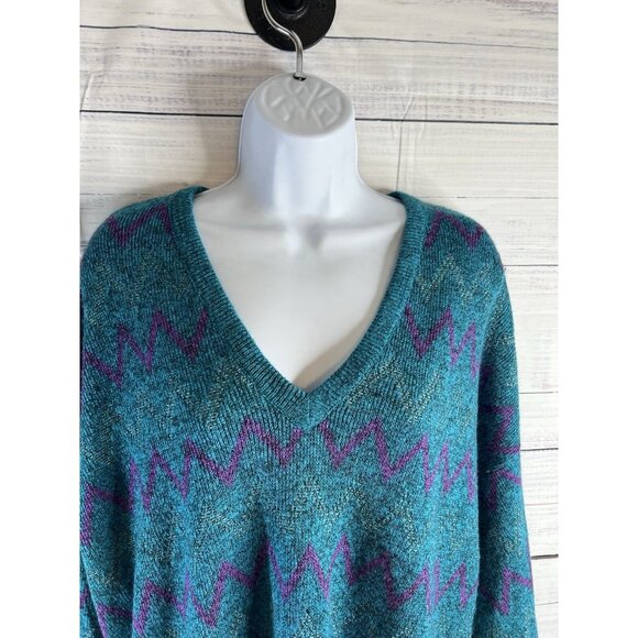 Vintage Knitted Geometric abstract patterned knit sweater Women's 1XB 90's 80's - Picture 4 of 12